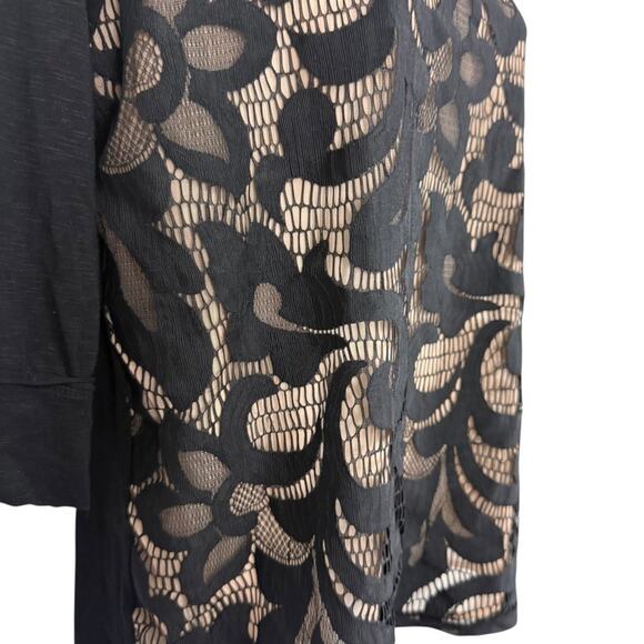 Dolan Black Lace Knit Whimsigoth Pullover Nude Lined Top Shirt Stretch sz M - Picture 3 of 16